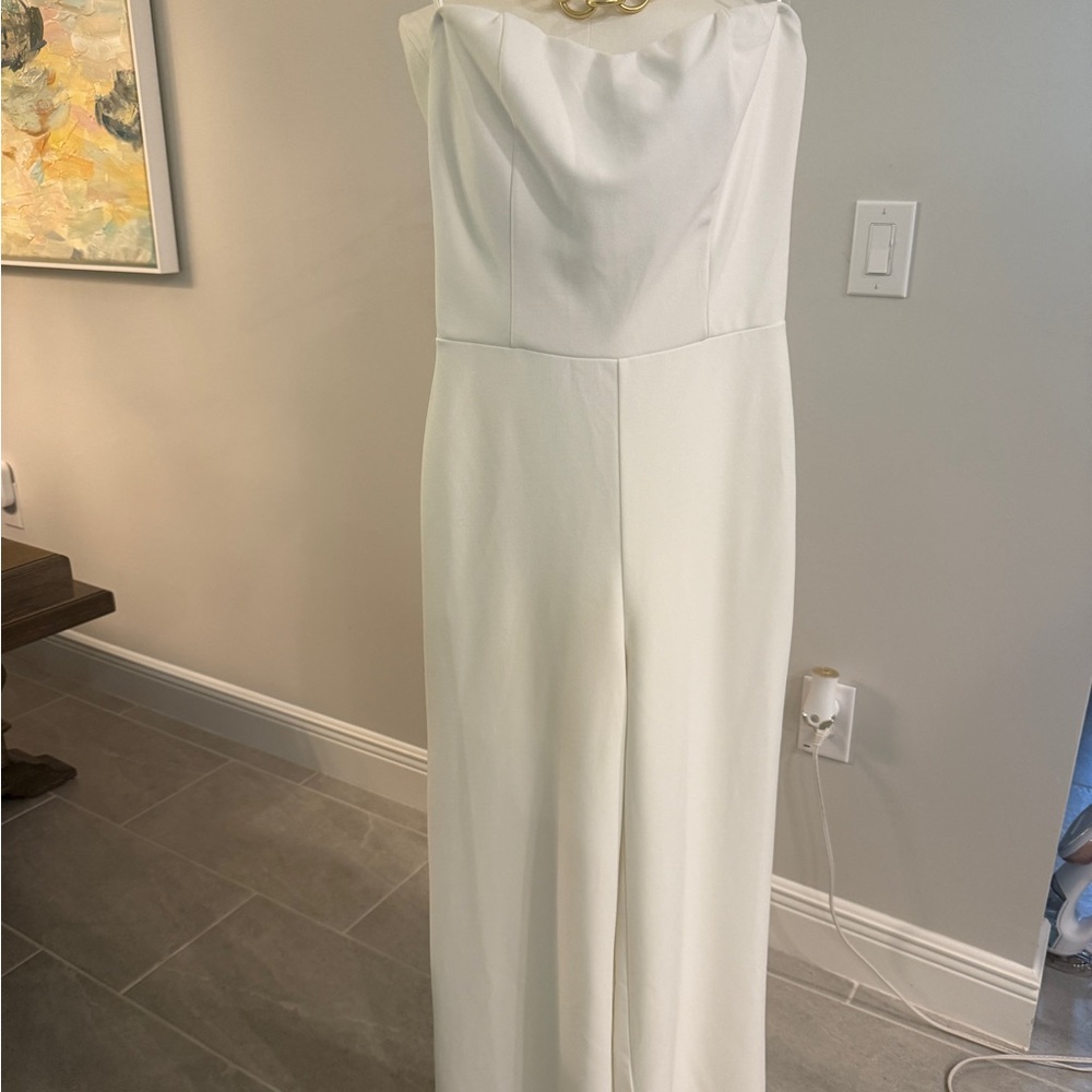 Lulus Elegant White Strapless Jumpsuit